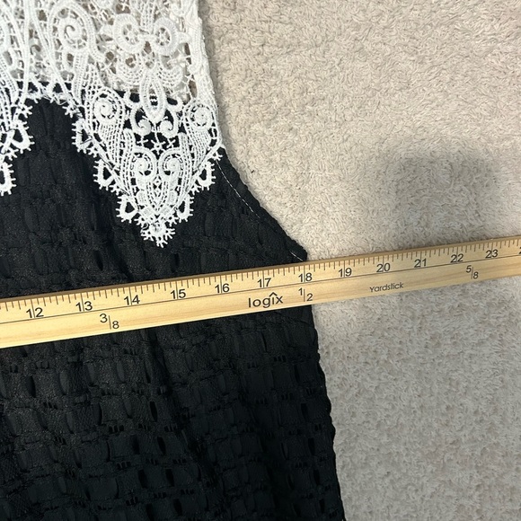 Adore Black And White XL Lace Mesh Crochet Chunky Knit Shift Tank Dress Cocktail - Picture 2 of 7